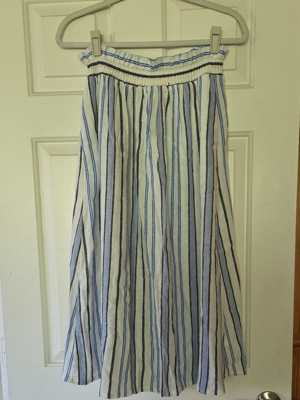 A New Day Blue and White Vertical Stripe Maxi Skirt